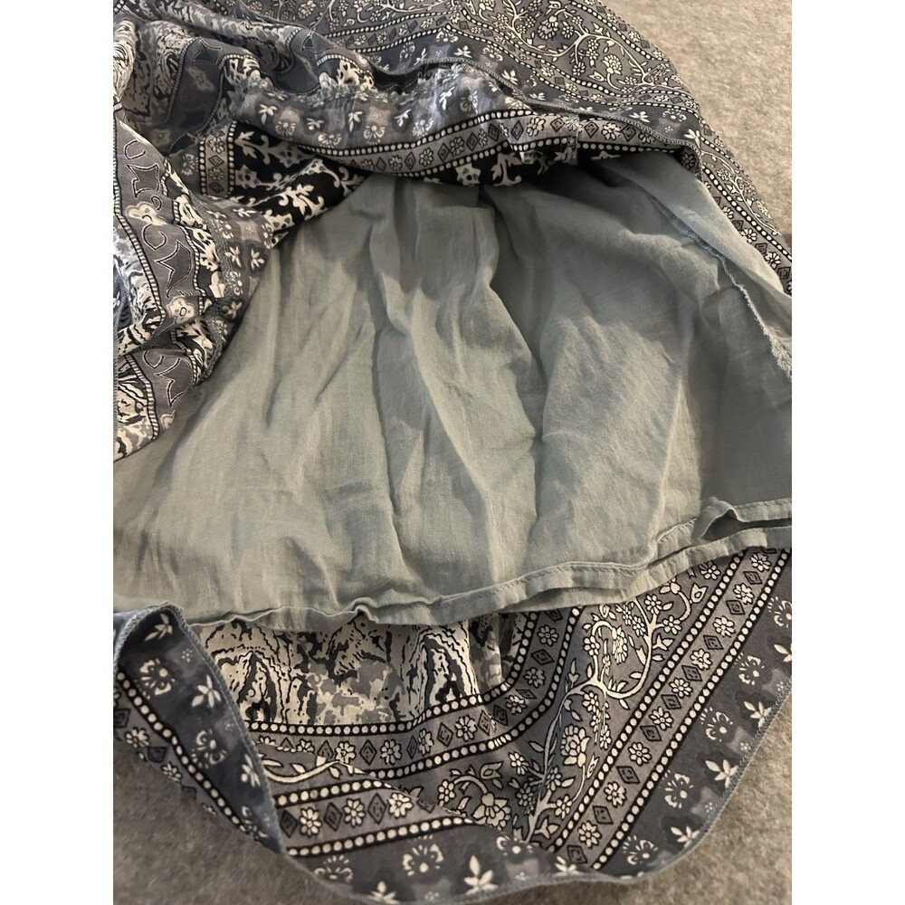Chaudry KC 100% Cotton Boho Paisley Blue White Pull On Elastic Lined Skirt M - Picture 6 of 9